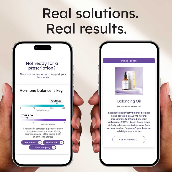 Empower Perimenopause test kit app display on phone.